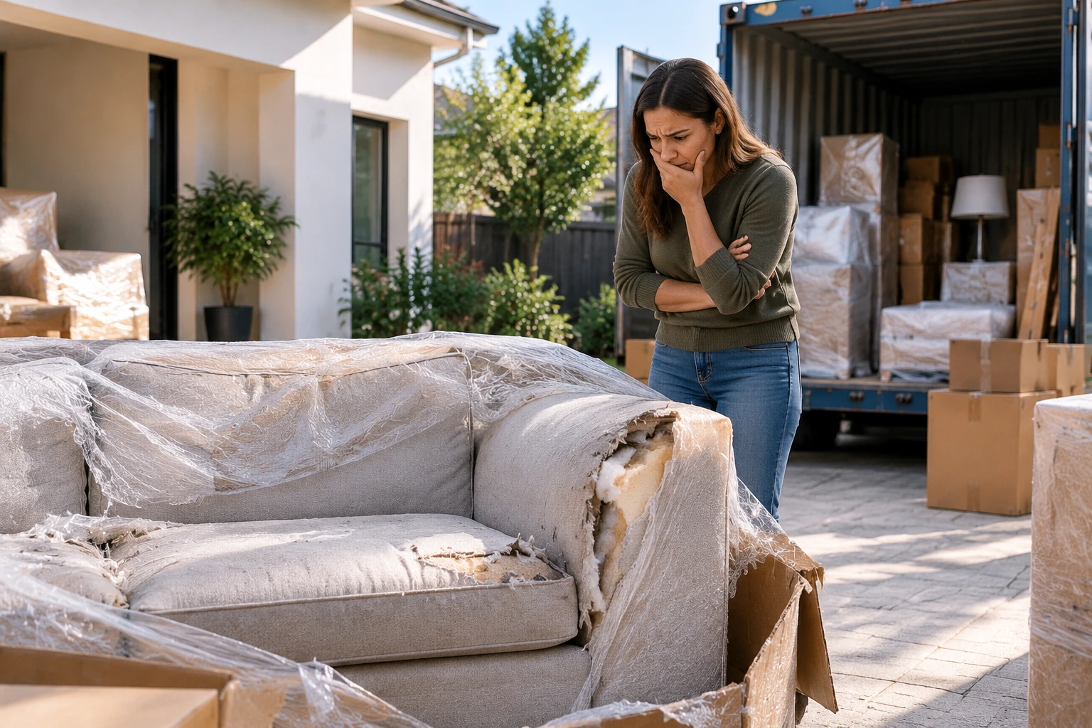 Damaged furniture because homeowners didn't prepare properly
