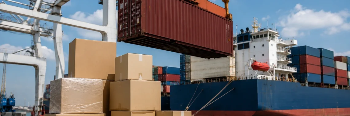 Shipping container at port
